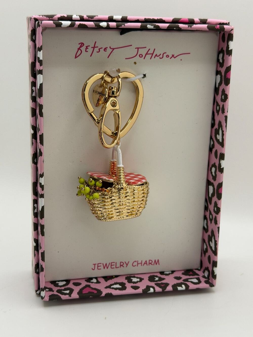 Betsey Johnson Picnic Basket Keychain & Jewelry Charm In Gift Box